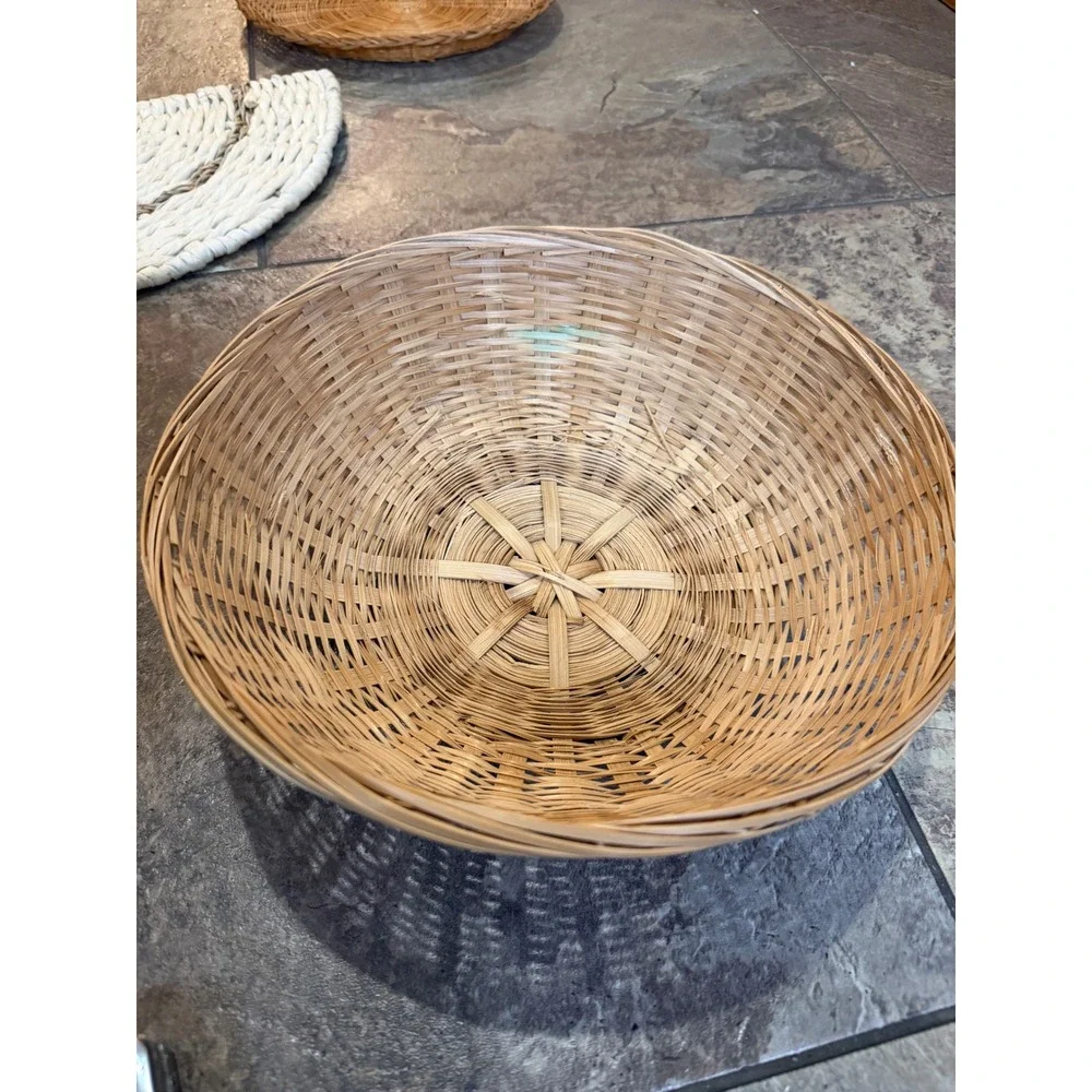 Vintage Boho Woven Basket Wall Decor Set of 6 Natural Rattan Seagrass Wicker